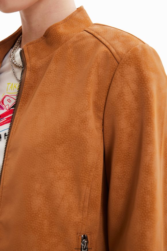 Desigual Women Suede-effect biker jacket Clothing PFVZ0B529