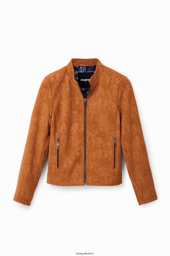Desigual Women Suede-effect biker jacket Clothing PFVZ0B529