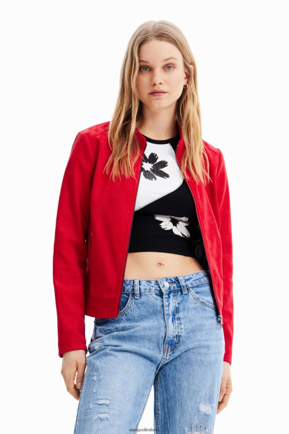 Desigual Women Suede-effect biker jacket Clothing PFVZ0B602