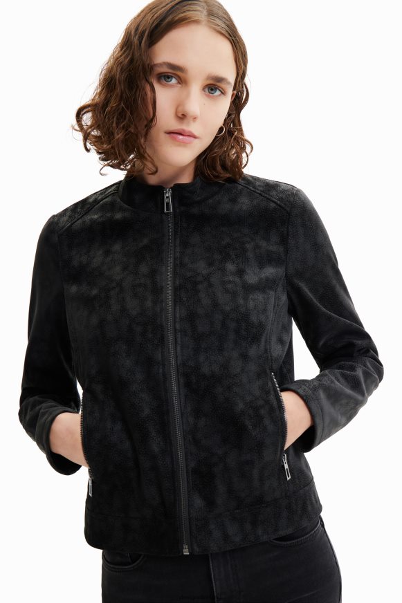 Desigual Women Suede-effect biker jacket Clothing PFVZ0B715