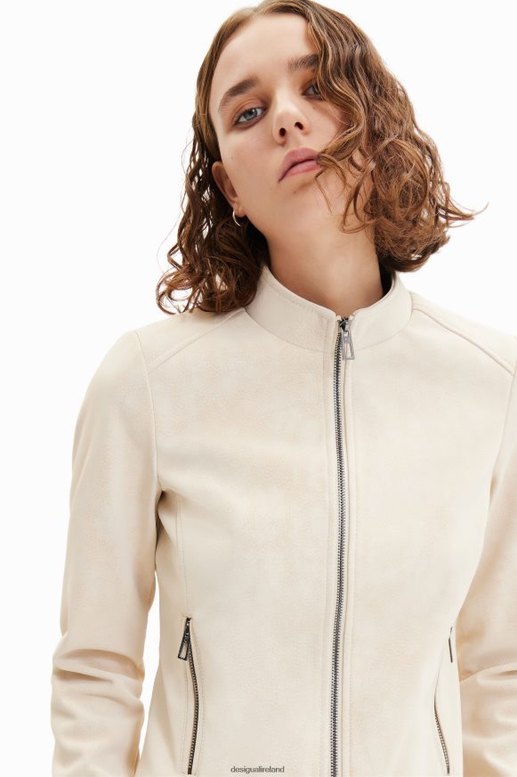 Desigual Women Suede-effect biker jacket Clothing PFVZ0B793