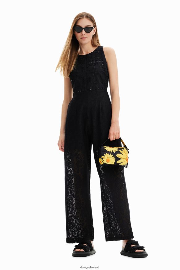 Desigual Women Long embroidered lace jumpsuit Clothing PFVZ0B47