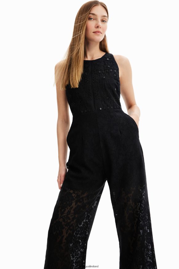 Desigual Women Long embroidered lace jumpsuit Clothing PFVZ0B47