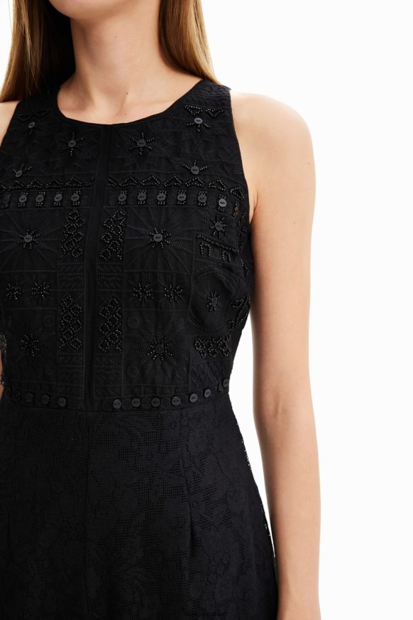 Desigual Women Long embroidered lace jumpsuit Clothing PFVZ0B47