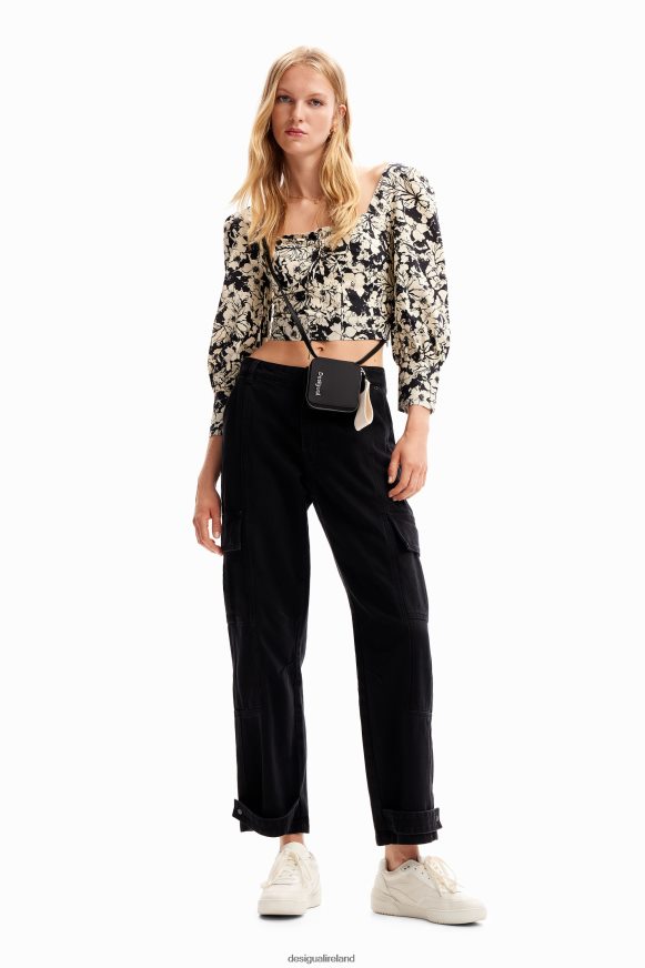 Desigual Women Cropped floral corset blouse Clothing PFVZ0B250
