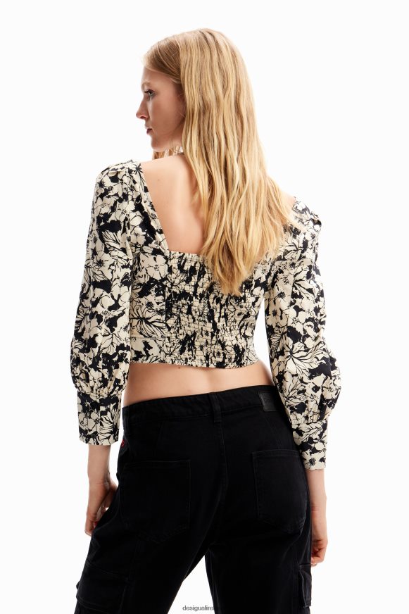 Desigual Women Cropped floral corset blouse Clothing PFVZ0B250