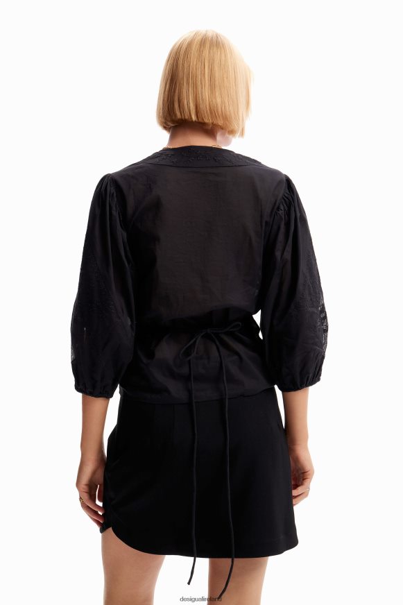 Desigual Women Embroidered wrap blouse Clothing PFVZ0B179