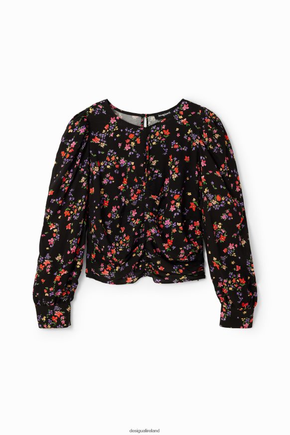 Desigual Women Floral ruched blouse Clothing PFVZ0B258