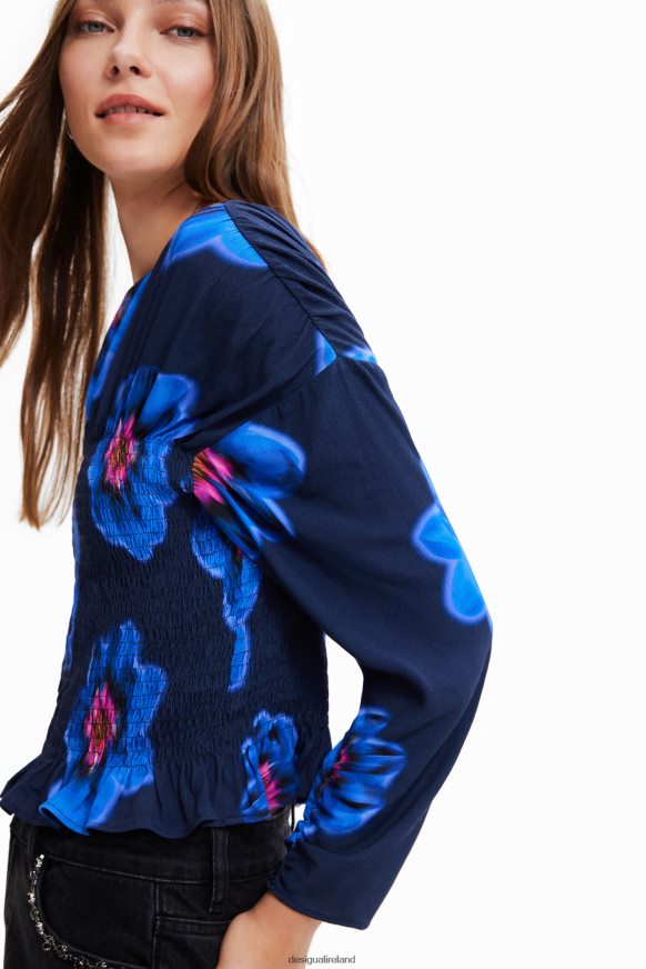 Desigual Women Floral ruched blouse Clothing PFVZ0B770