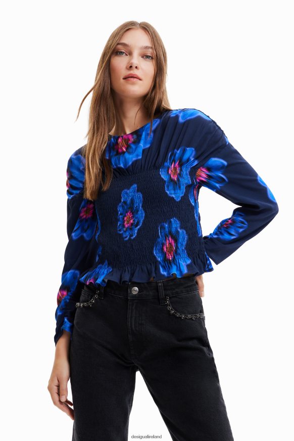 Desigual Women Floral ruched blouse Clothing PFVZ0B770