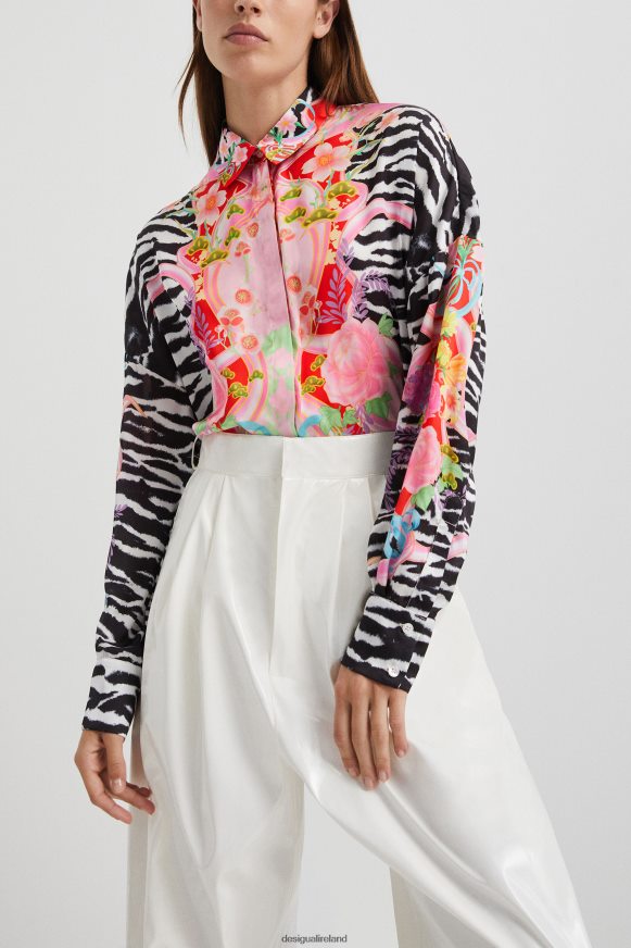 Desigual Women Flower zebra shirt Clothing PFVZ0B470