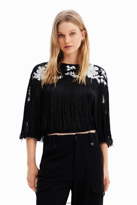 Desigual Women Fringed embroidered blouse Clothing PFVZ0B627