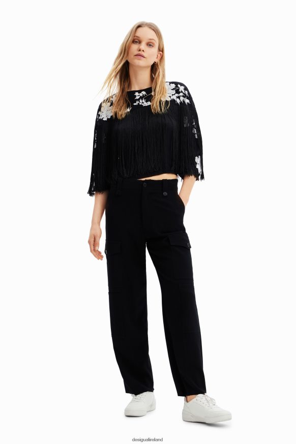 Desigual Women Fringed embroidered blouse Clothing PFVZ0B627