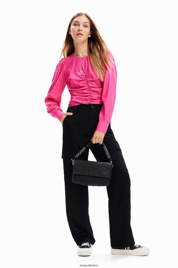 Desigual Women Jacquard ruched blouse Clothing PFVZ0B94