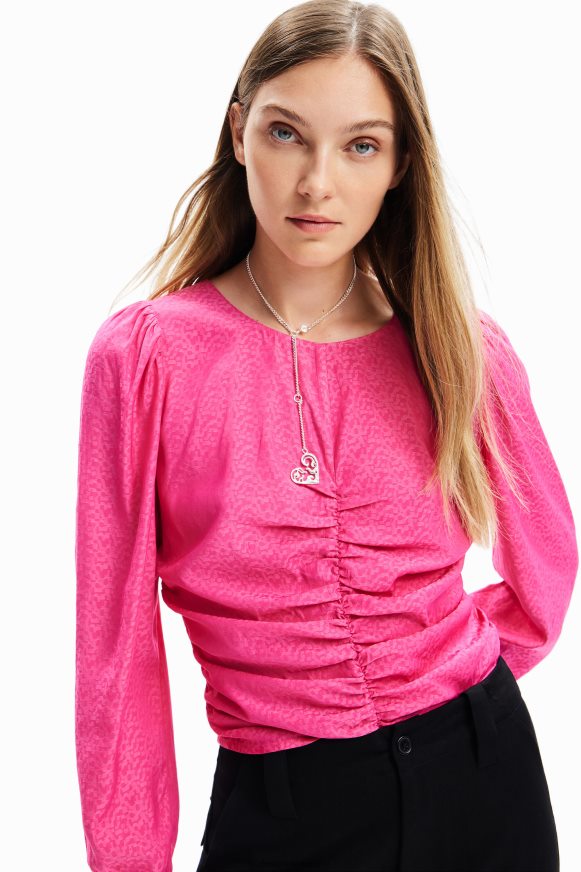 Desigual Women Jacquard ruched blouse Clothing PFVZ0B94