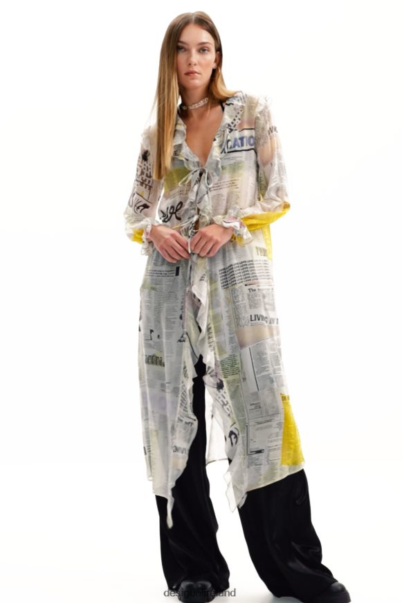 Desigual Women Long ruffle newspaper blouse Clothing PFVZ0B105