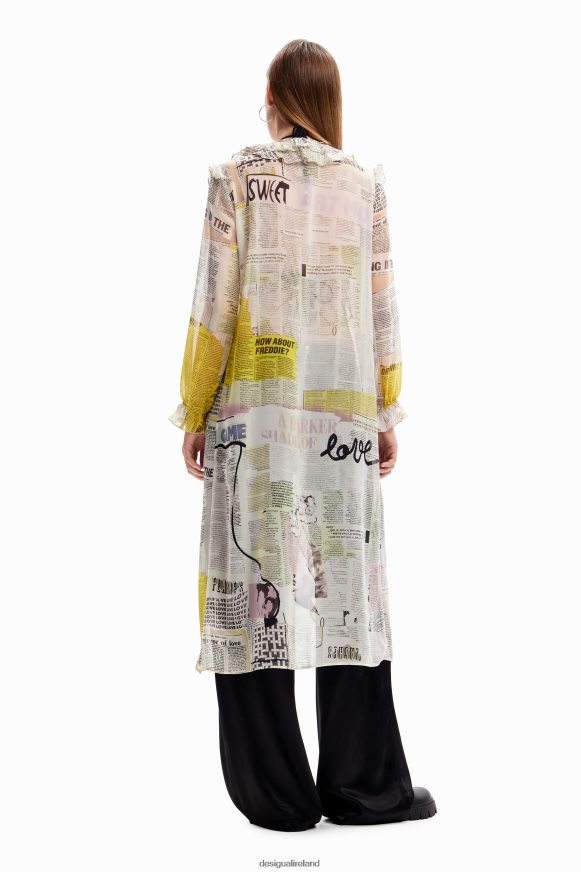 Desigual Women Long ruffle newspaper blouse Clothing PFVZ0B105