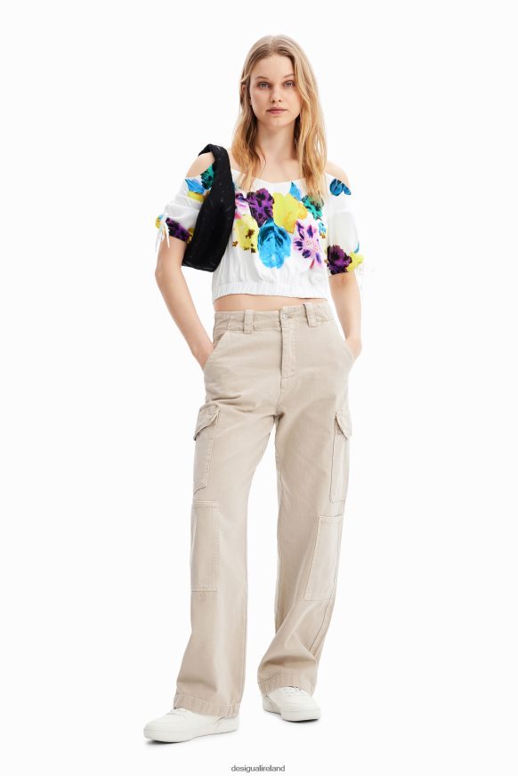 Desigual Women M. Christian Lacroix short gathered floral blouse Clothing PFVZ0B554