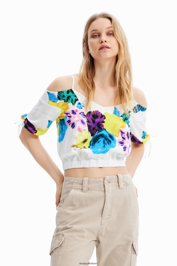 Desigual Women M. Christian Lacroix short gathered floral blouse Clothing PFVZ0B554