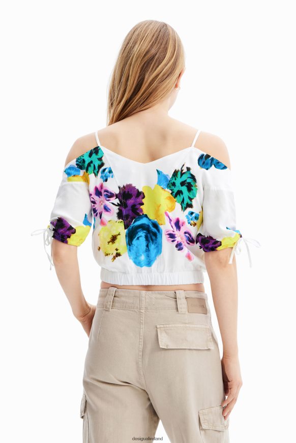 Desigual Women M. Christian Lacroix short gathered floral blouse Clothing PFVZ0B554