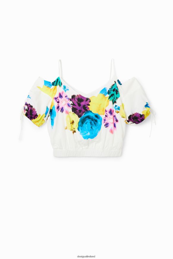 Desigual Women M. Christian Lacroix short gathered floral blouse Clothing PFVZ0B554