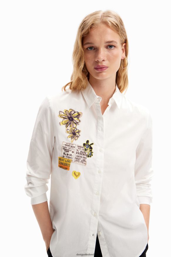 Desigual Women Newspaper patch shirt Clothing PFVZ0B107