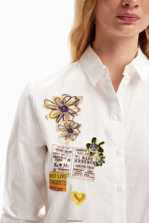 Desigual Women Newspaper patch shirt Clothing PFVZ0B107