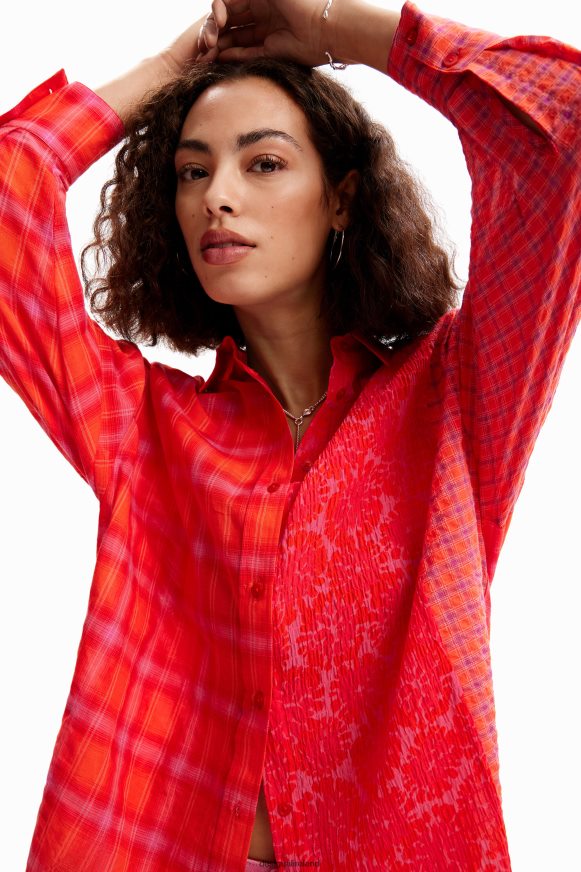Desigual Women Oversize patchwork plaid shirt Clothing PFVZ0B506