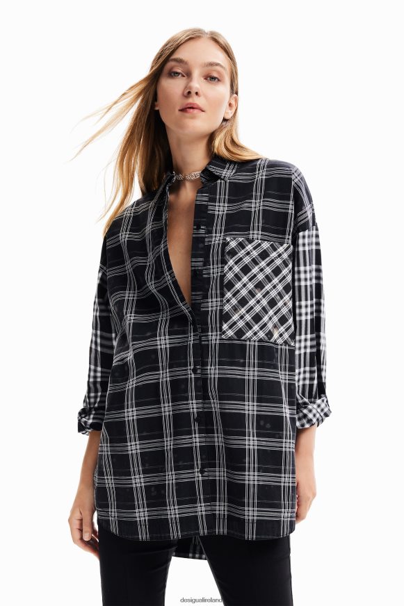 Desigual Women Oversize patchwork plaid shirt Clothing PFVZ0B70