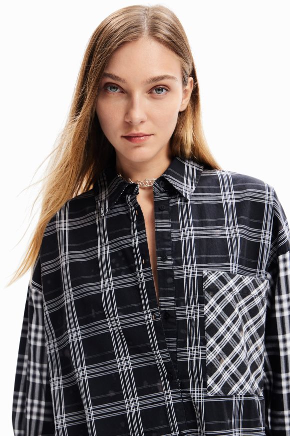 Desigual Women Oversize patchwork plaid shirt Clothing PFVZ0B70