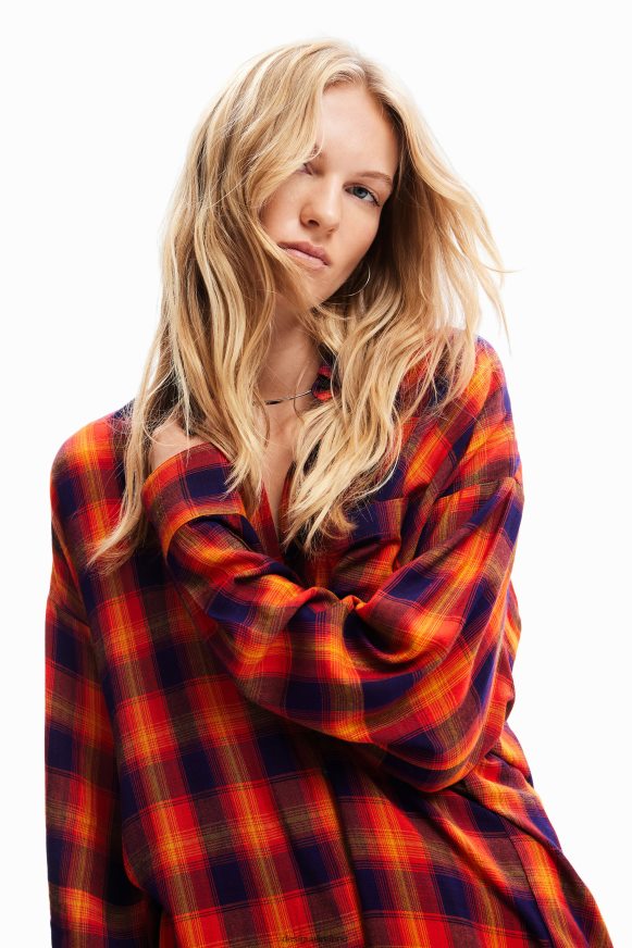 Desigual Women Oversize plaid shirt Clothing PFVZ0B194