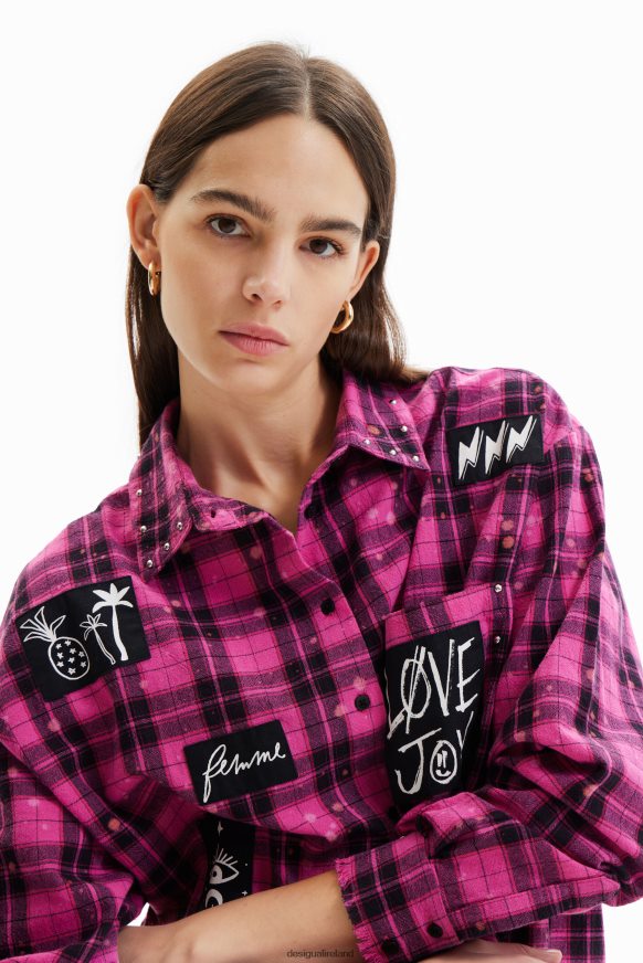 Desigual Women Oversize plaid shirt Clothing PFVZ0B449