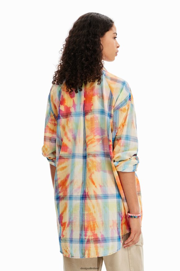 Desigual Women Oversize tie-dye plaid shirt Clothing PFVZ0B455