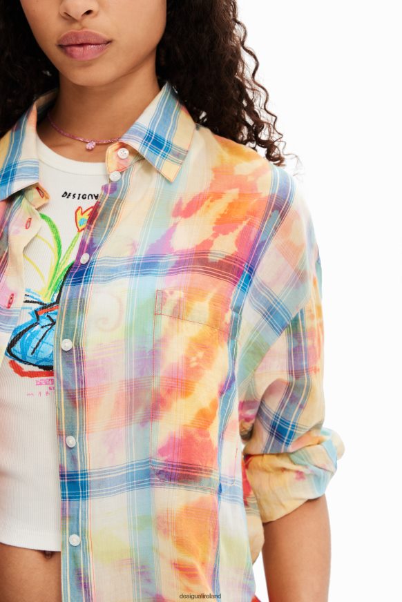 Desigual Women Oversize tie-dye plaid shirt Clothing PFVZ0B455