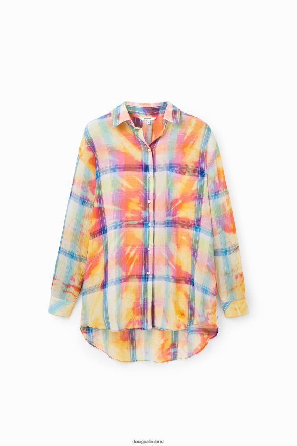 Desigual Women Oversize tie-dye plaid shirt Clothing PFVZ0B455