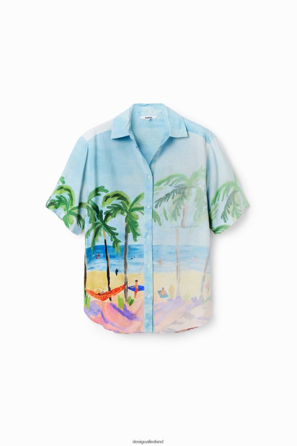 Desigual Women Oversize tropical linen shirt Clothing PFVZ0B368