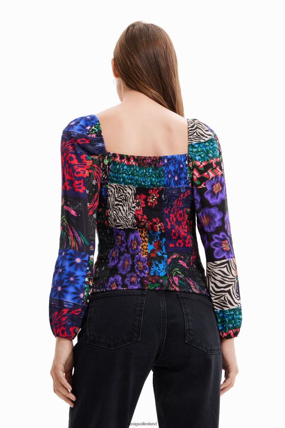 Desigual Women Patchwork corset blouse Clothing PFVZ0B1035