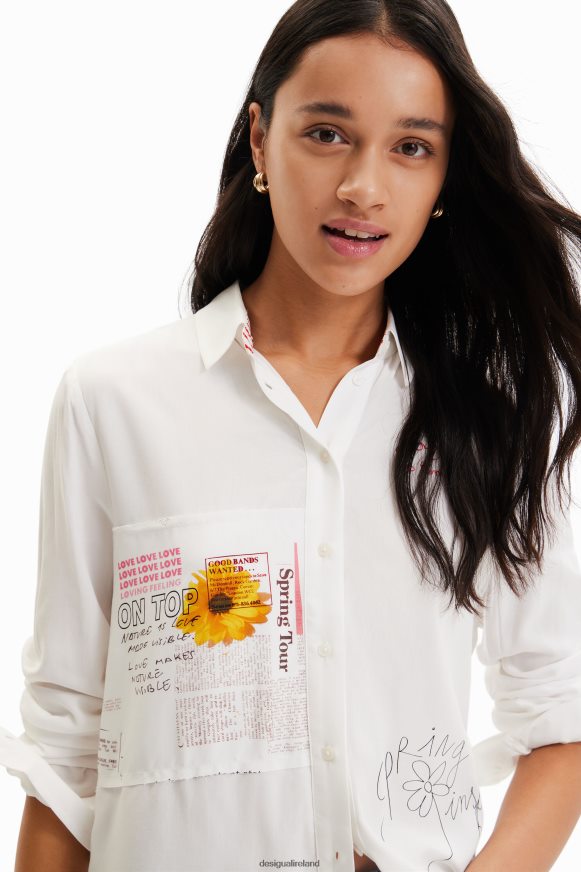 Desigual Women Patchwork message shirt Clothing PFVZ0B164