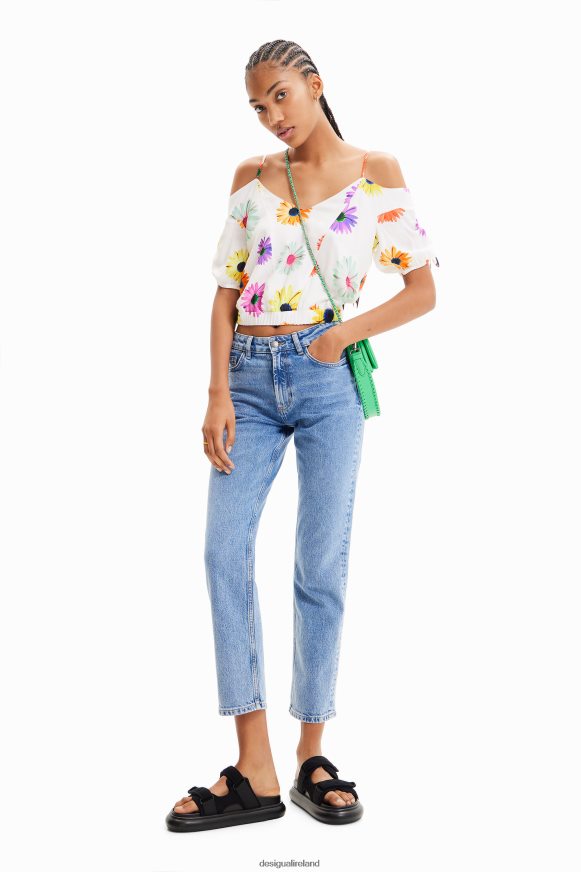Desigual Women Short gathered floral blouse Clothing PFVZ0B400