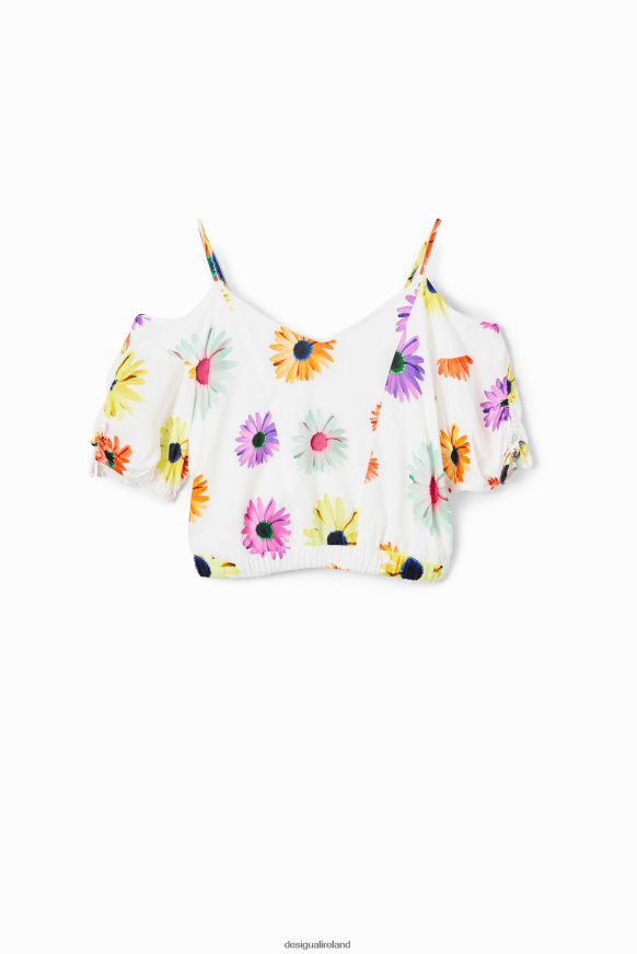 Desigual Women Short gathered floral blouse Clothing PFVZ0B400