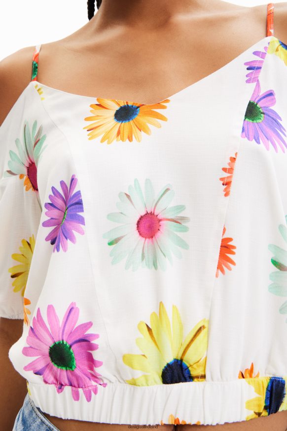 Desigual Women Short gathered floral blouse Clothing PFVZ0B400