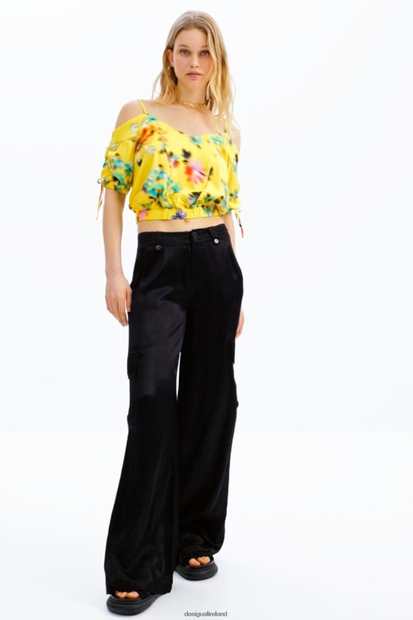 Desigual Women Short gathered floral blouse Clothing PFVZ0B516
