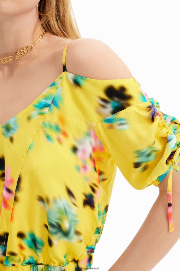 Desigual Women Short gathered floral blouse Clothing PFVZ0B516