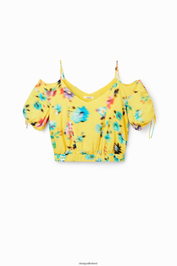 Desigual Women Short gathered floral blouse Clothing PFVZ0B516