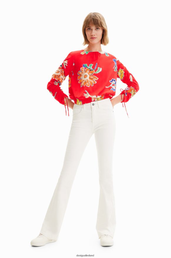 Desigual Women Short gathered floral blouse Clothing PFVZ0B542