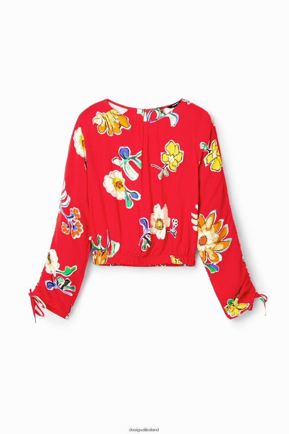 Desigual Women Short gathered floral blouse Clothing PFVZ0B542