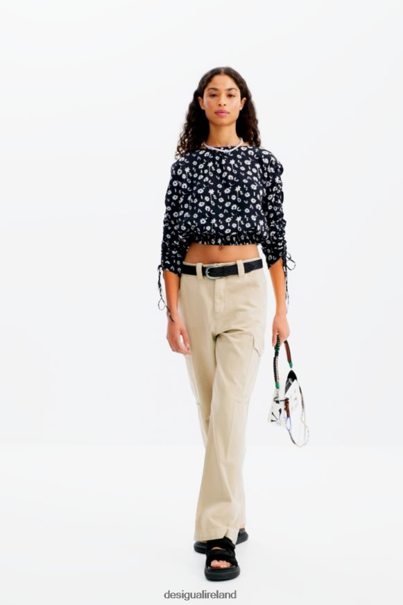 Desigual Women Short gathered floral blouse Clothing PFVZ0B675