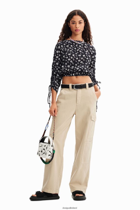 Desigual Women Short gathered floral blouse Clothing PFVZ0B675