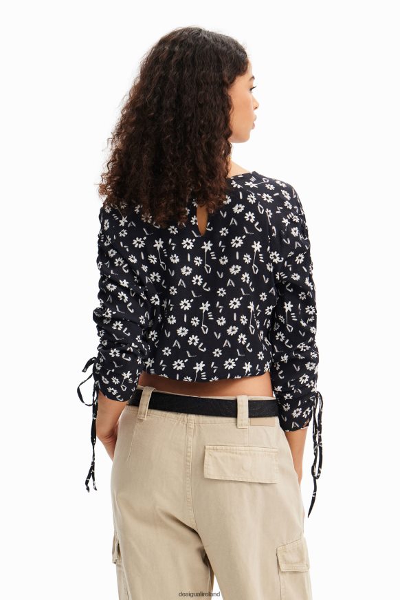 Desigual Women Short gathered floral blouse Clothing PFVZ0B675
