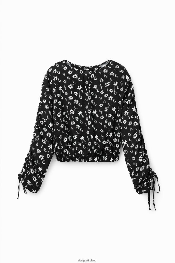 Desigual Women Short gathered floral blouse Clothing PFVZ0B675